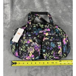 Lug Jumper Carry All Tote Crossbody Travel Bag Purse Bloom Black Flower Quilted